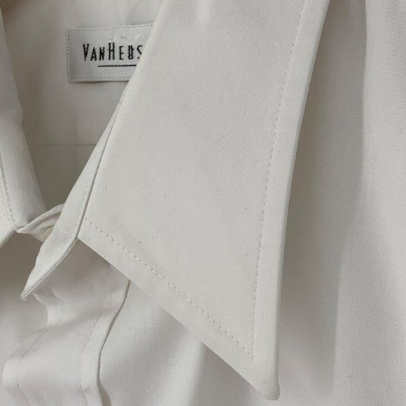 VTG Van Heusen Classic White Mens Shirt Button Dress Oxford 17.5 32/33 3628 - Picture 3 of 12